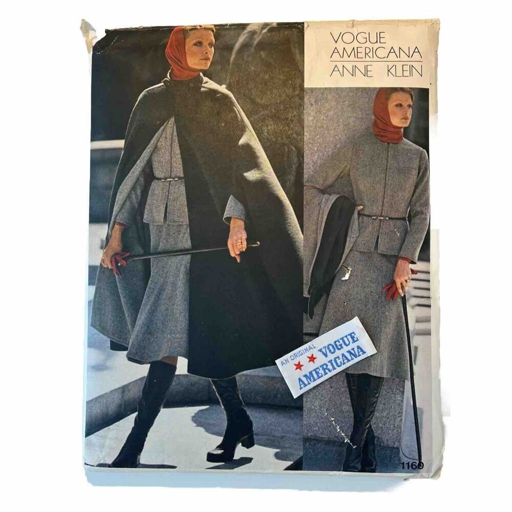 Vogue 1160 Anne Klein Long Cape Jacket Skirt Size 10 Bust 32.5 FF Label Incl